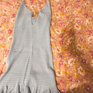 Light Blue Knit Halter Dress